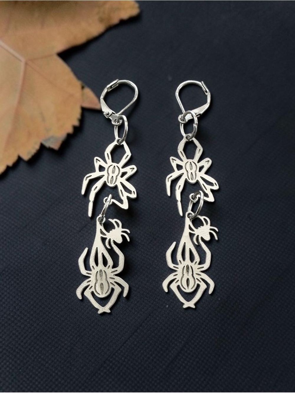 🆕 Spiders Laser Etched Dangle Earrings